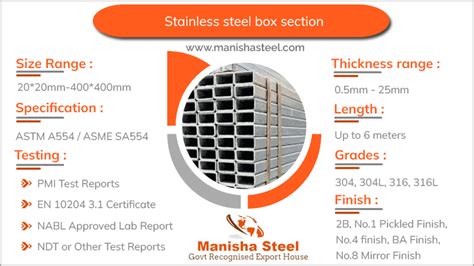 stainless steel box section dimensions|25mm stainless steel box section.